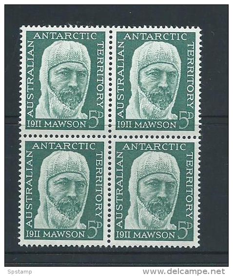 Australian Antarctic Territory 1961 5d Green Mawson Block Of 4  MNH - Nuovi