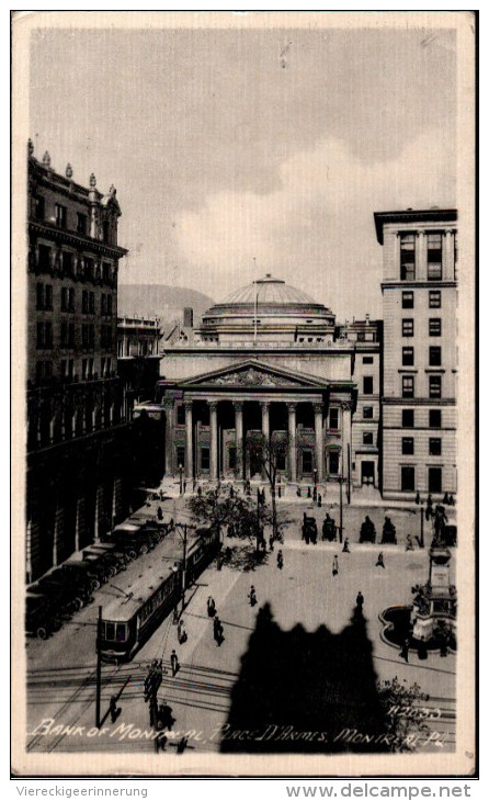 ! Alte Ansichtskarte, Postcard, Bank Of Montreal, Quebec, 1934, Canada, Kanada, Straßenbahn, Tramway - Montreal