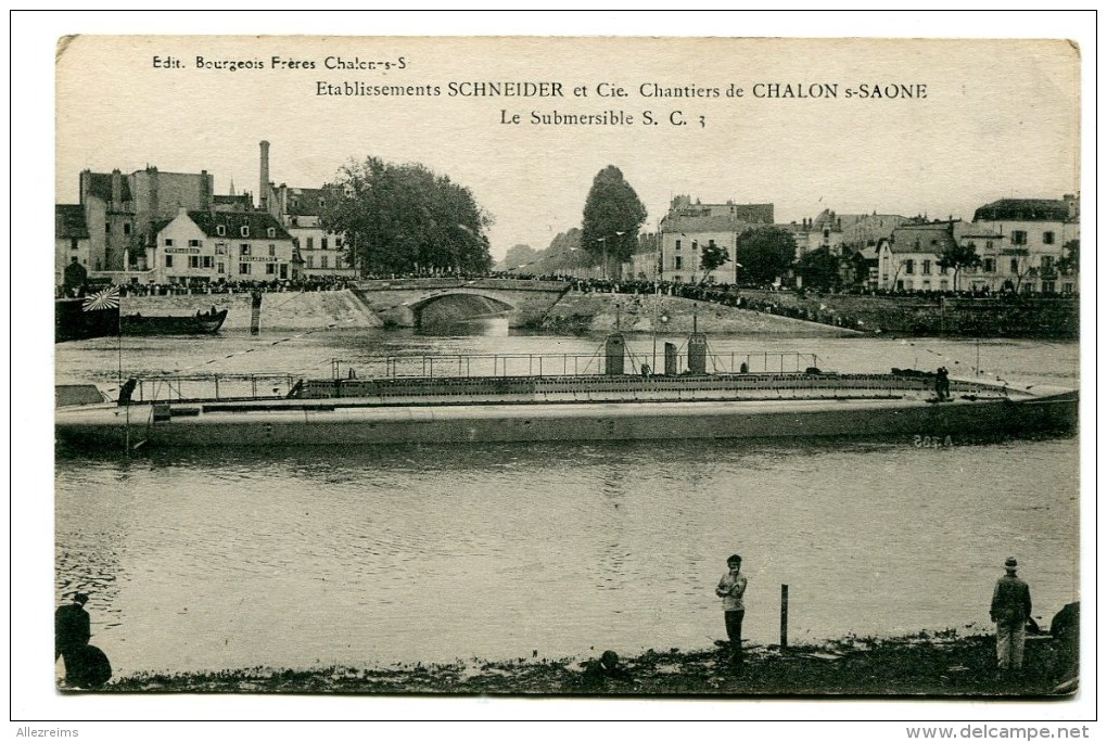 CPA  71  :  CHALON   Sur SAONE  Le Submersible  Chantiers Schneider  1917  A   VOIR   !!! - Chalon Sur Saone