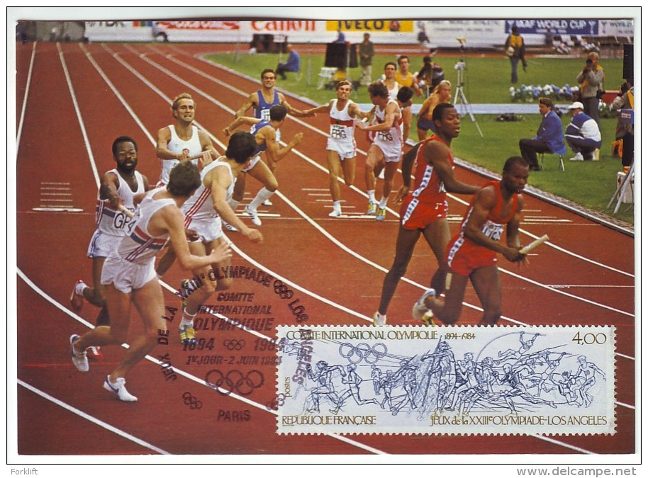 Olympiques 100 Years Of The International Olympic Committee Athletics Carte Maximum Card - Summer 1984: Los Angeles