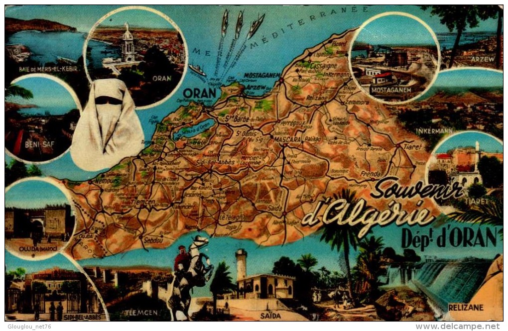 SOUVENIR D'ALGERIE..DEPT.ORAN...CPSM PETIT FORMAT - Maps