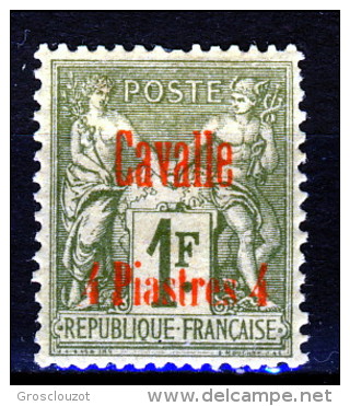 Cavalle 1893-1900 Tipo Sage Sovrastampati N. 8  - 4 P. Su Fr. 1 Verde Bronzo MLH Catalogo € 100 - Sonstige & Ohne Zuordnung