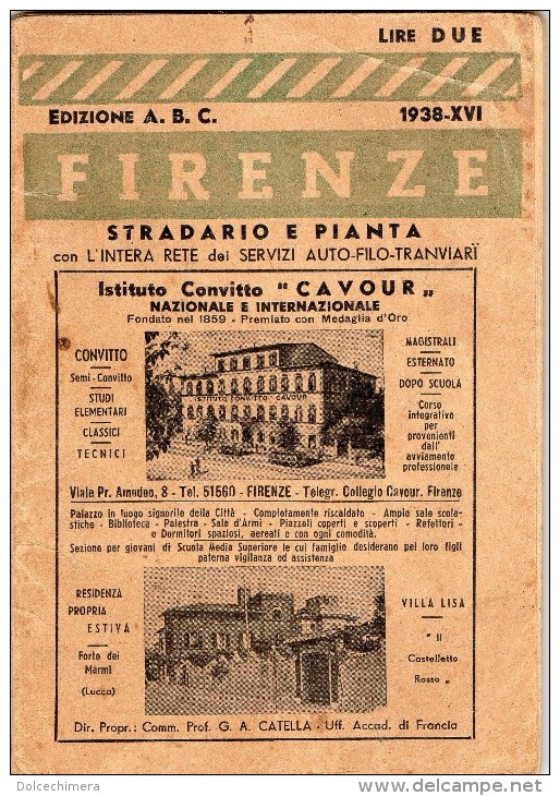 FIRENZE-STRADARIO E PIANTA RETE DEI SERVIZI AUTO-FILO-TRANVIARI-1938 - Europa