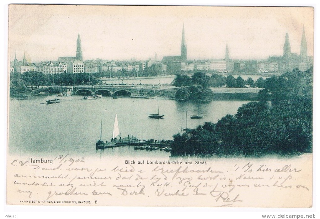 D5845      HAMBURG : Blick Auf Lombardsbrücke  Und Stadt - Mitte