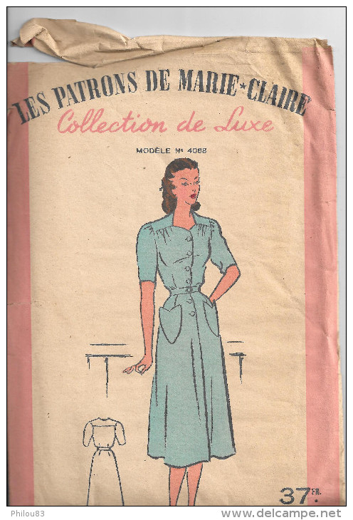 Ancien Patron "Les Patrons De Marie Claire" N°4068 Collection De Luxe, Années 50-60 ?, Pochette Et Patron - Patrons