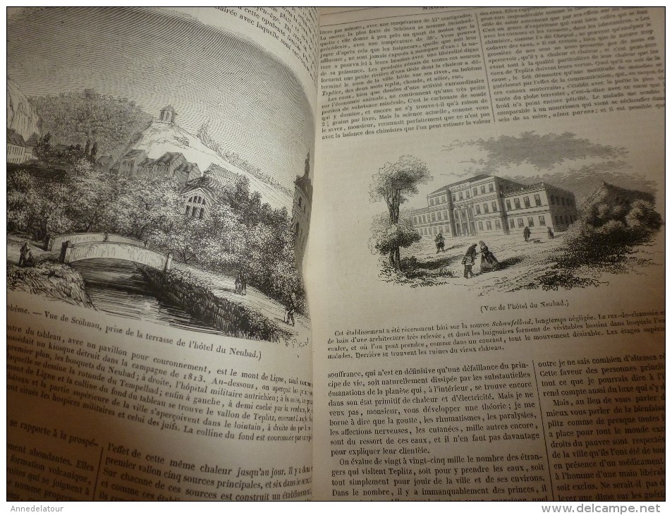 1847 MP Gravure De Staal;Scöhnau Et Hôtel Du Neubad Sur La Source Schwefelbad (Bohême);Hermès D'Epicure Et De Métrodore - 1800 - 1849