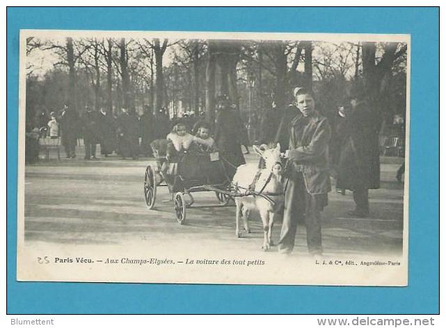 CPA PARIS VECU Aux Champs Elysées Promenade En Calèche Tirée Par Une Chèvre - Champs-Elysées