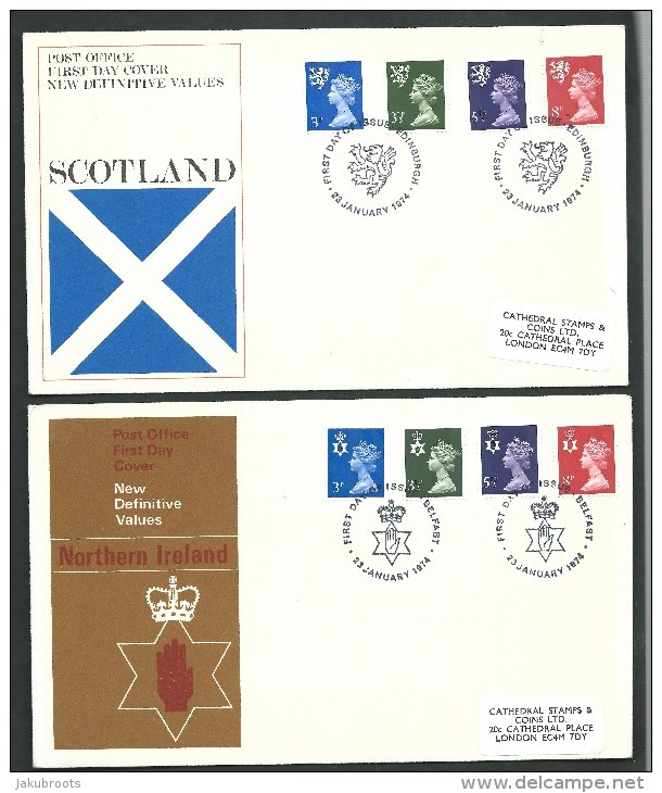 1974. FIRST DAY COVER   DEFINITIVE  VALUES    OF  SCOTLAND AND NOTHERN  IRELAND - Ohne Zuordnung