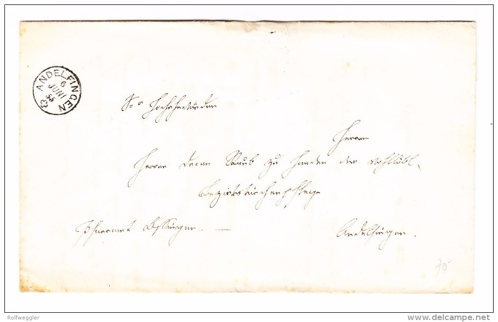 Heimat ZH ANDELFINGEN 6.6.1855 Fingerhut Stempel Auf Brief - Lettres & Documents