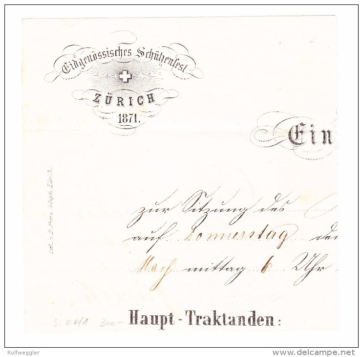 Heimat ZH ZÜRICH 4.6.1870 Sitzende 2Rp. Auf Vorderseite Mit Stempel Eidg. Schützenfest Zürich 1871 - Lettres & Documents