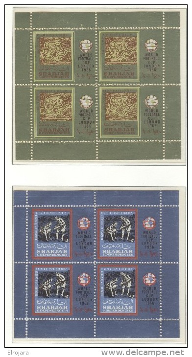 SHARJAH 6 Perforated Blocks Of 4 Mint Without Hinge With Margins On All Sides - 1966 – Inghilterra