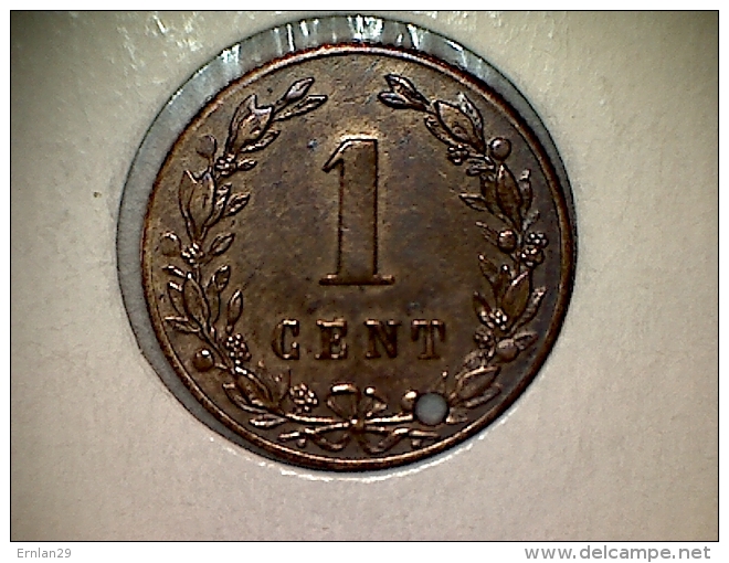 Nederland 1 Cent 1884  ( Troué ) - 1849-1890 : Willem III