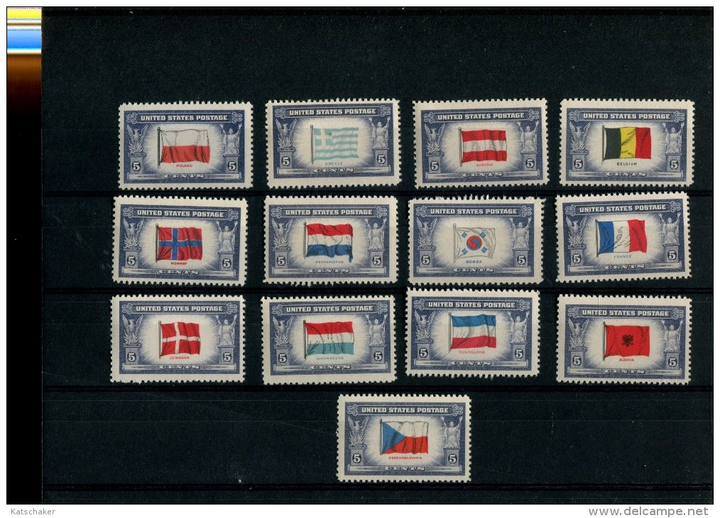 268647217 USA POSTFRIS MINT NEVER HINGED POSTFRISCH EINDWANDFREI SCOTT 909 921 Ovverrun Countries Flags - Unused Stamps