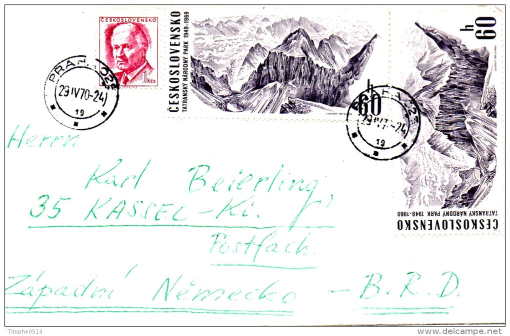 TCHECOSLOVAQUIE. N°1739 De 1969 Sur Enveloppe Ayant Circulé. Monts Des Tatras. - Montagnes