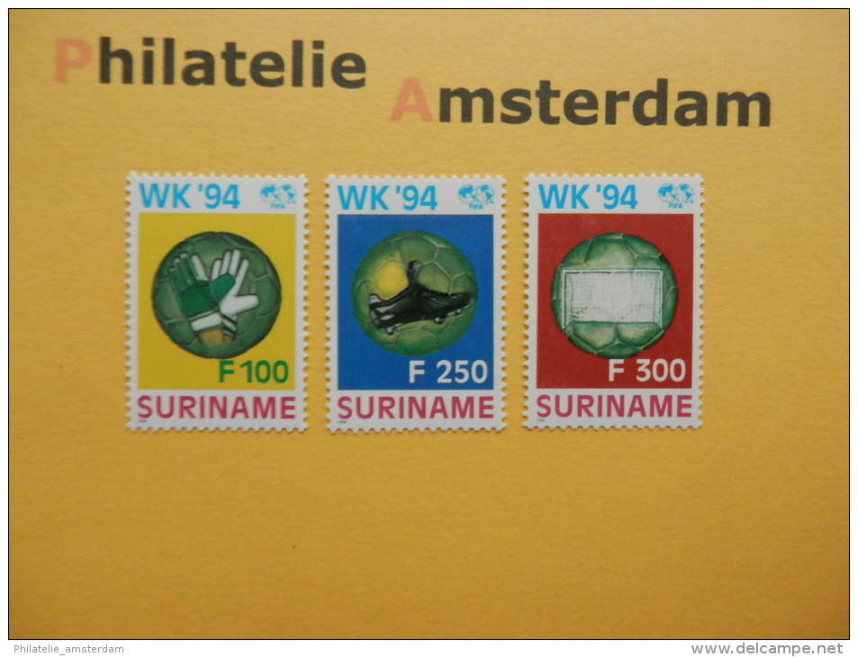 Suriname 1994, WORLD CUP USA / FOOTBALL SOCCER VOETBAL FUSSBALL FUTBOL CALCIO: Mi 1478-80, ** - 1994 – Verenigde Staten