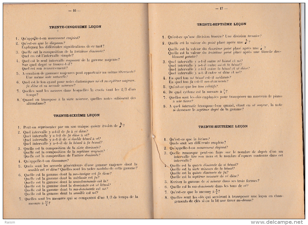 Questionnaire Musical 1914 L.Grandjany Professeur Conservatoire Nat. Musique Et  Réponses Paul Puget Les 2  Livrets TBE - Etude & Enseignement