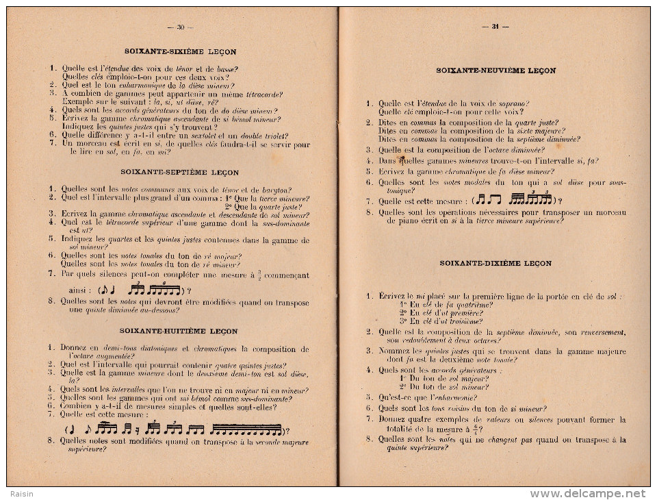 Questionnaire Musical 1914 L.Grandjany Professeur Conservatoire Nat. Musique Et  Réponses Paul Puget Les 2  Livrets TBE - Textbooks