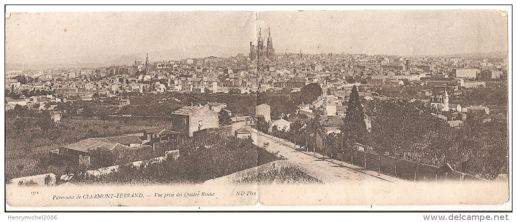 63 - Puy De Dome - Clermont Ferrand Panorama Vue Prise Des Quatre Route Carte Double - Clermont Ferrand