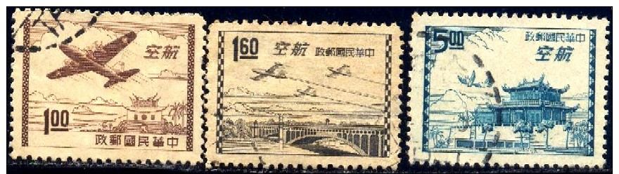Airmail Issue 1954, Taiwan Stamp SC#C65-C67 Used Set - Oblitérés