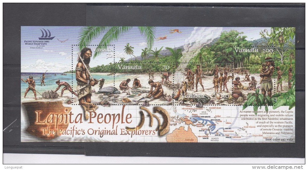 VANUATU - "Pacific Explorer 2005" Exposition Philatélique - Homme Avec Outil, Homme Dépeçant Des Poissons, Etc - Vanuatu (1980-...)