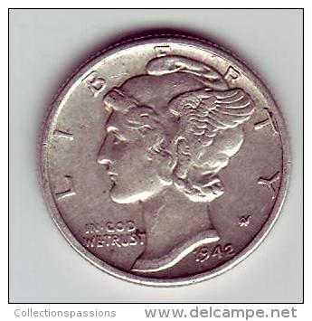 - USA - Etats Unis - One Dime Mercury 1942. - 1916-1945: Mercury (Mercure)