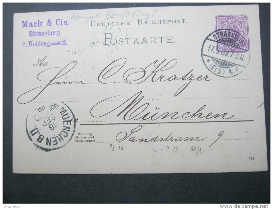 1889 , STRASSBURG , Carte Postale - Autres & Non Classés