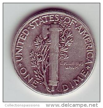 - USA - Etats Unis - One Dime Mercury 1945. - 1916-1945: Mercury (kwik)
