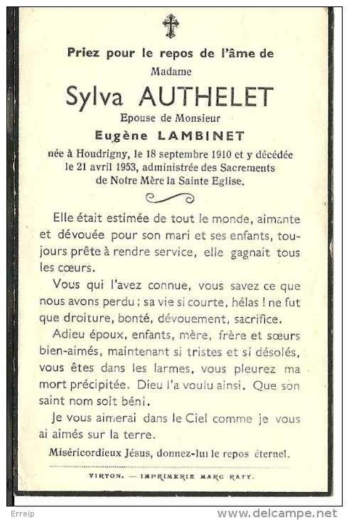 Meix Devant Virton   Sylva Authelet Epouse Eugene Lambinet Houdriny 1910 1953 - Meix-devant-Virton