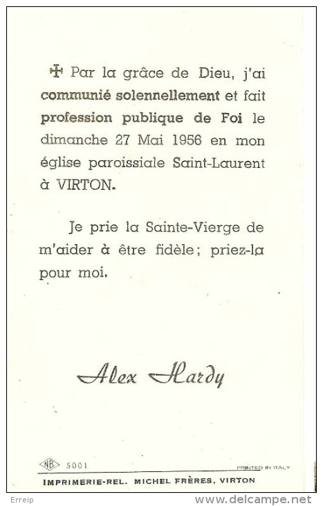 Alex Hardy Communion Solennelle Virton 1956 - Virton