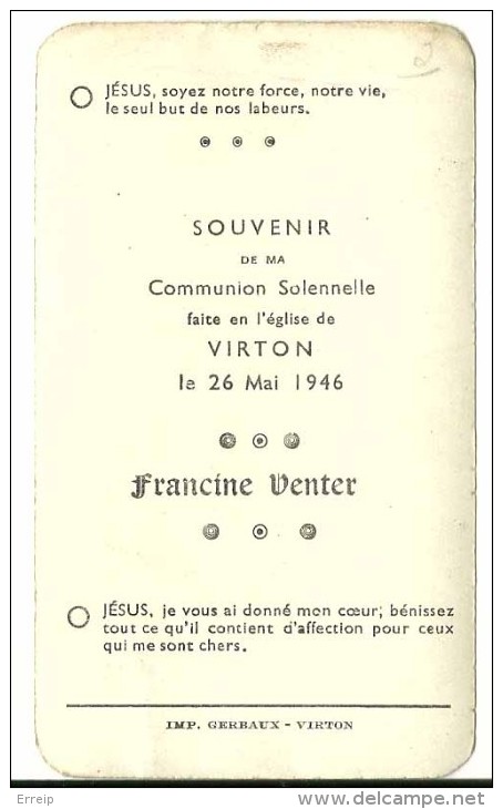 Francine Venter Communion Solennelle Virton 1946 - Virton