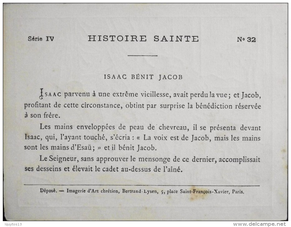 HISTOIRE SAINTE - Série IV - N° 32 - Isaac Bénit Jacob - Illustré Par : G. Le Doux -  En BE - - Devotion Images