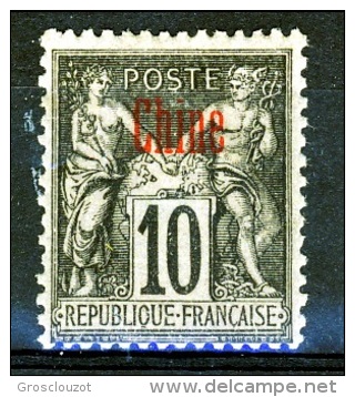 Cina 1894-1900 Tipi Di Francia Del 1876-98 Sovrastampati. N. 5 C. 10 Nero Su Lilla (II Tipo) MH Catalogo € 33 - Altri & Non Classificati