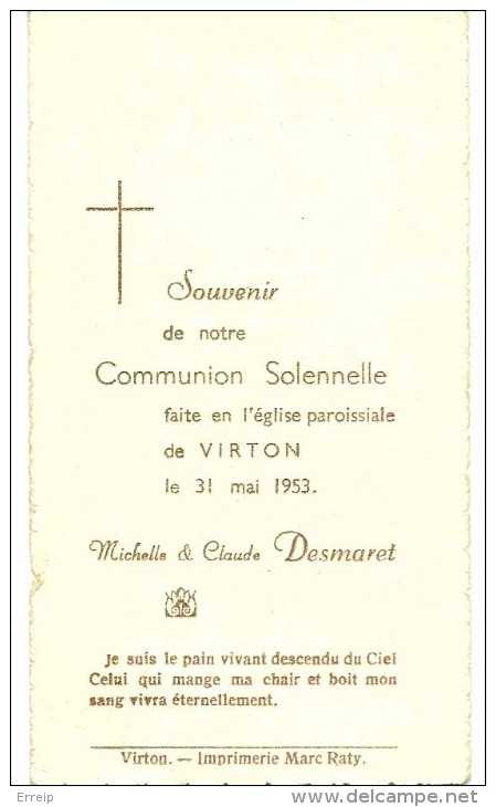 Michelle Et Claude Desmaret  Communion Solennelle Virton 1953 - Virton