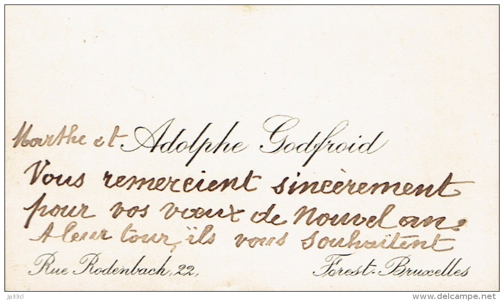 Ancienne Carte De Visite De Marthe Et Adolphe Godfroid, Rue Rodenbach, Forest Bruxelles (vers 1935) - Visiting Cards