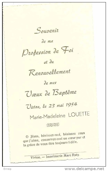 Marie Madeleine Louette   Communion Solennelle Virton 1954 - Virton