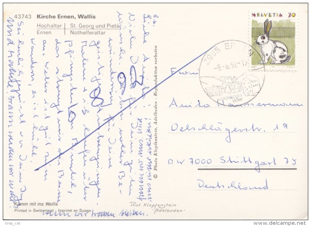 Switzerland, Suisse, Kirche Ernen, Wallis, Multi View, 1992 Used Postcard [16203] - Ernen