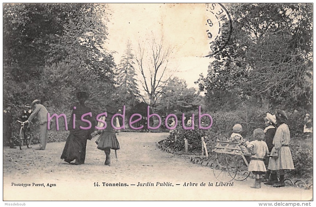 47 - TONNEINS  - lot de 5 cpa - Jardin public  - voir les 10 scans