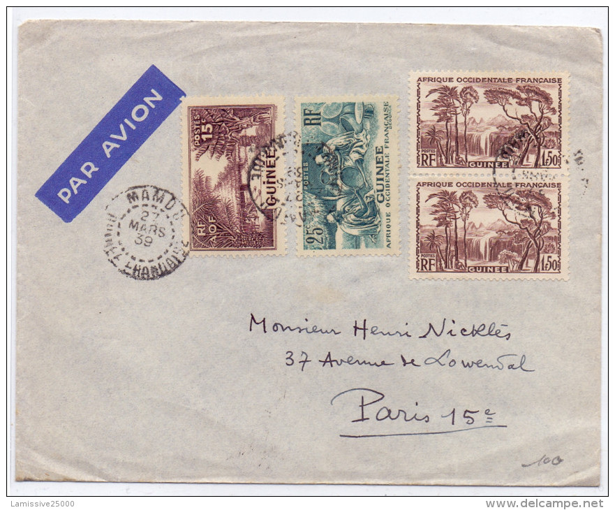 LETTRE OBL DE MAMOU  PAR AVION POUR PARIS - Storia Postale