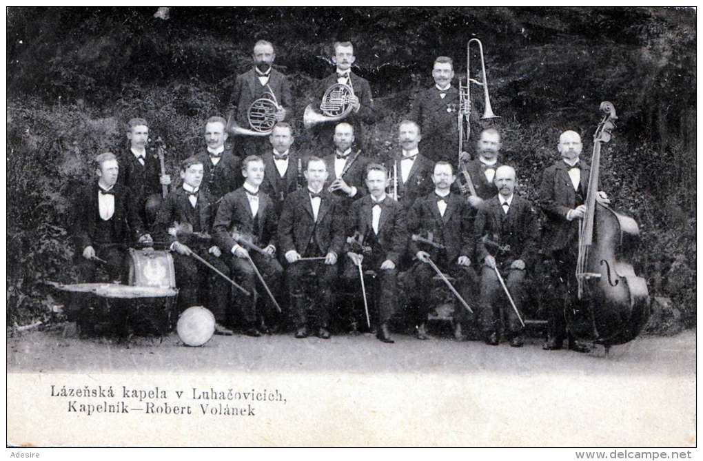 KAPELNIK - Robert Volànek, Musikkapelle Mit Horn, Posaune, Bassgeige, Und Viele Mehr, Karte Um 1900 - Musik Und Musikanten