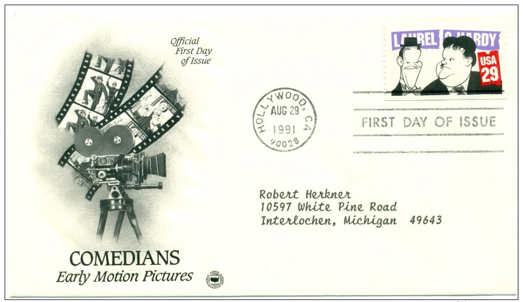 1991 USA Laurel & Hardy  29c  First Day Cover - 1991-2000