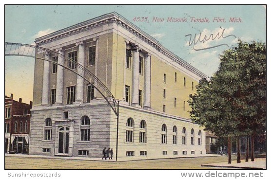 New Masonic Temple Flint Michigan 1911 - Flint