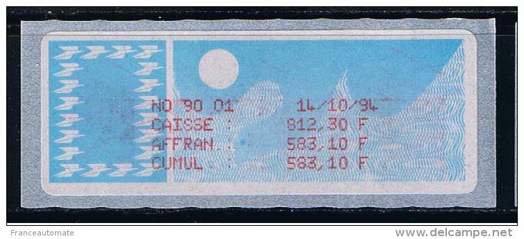 ATM, LISA 1, MONETEL CROUZET ,PAPIER CARRIER, SUPPORT BLEU, ATM  DE SERVICE DE RELEVE DE CAISSE 14/10/1994. - 1985 Papier « Carrier »