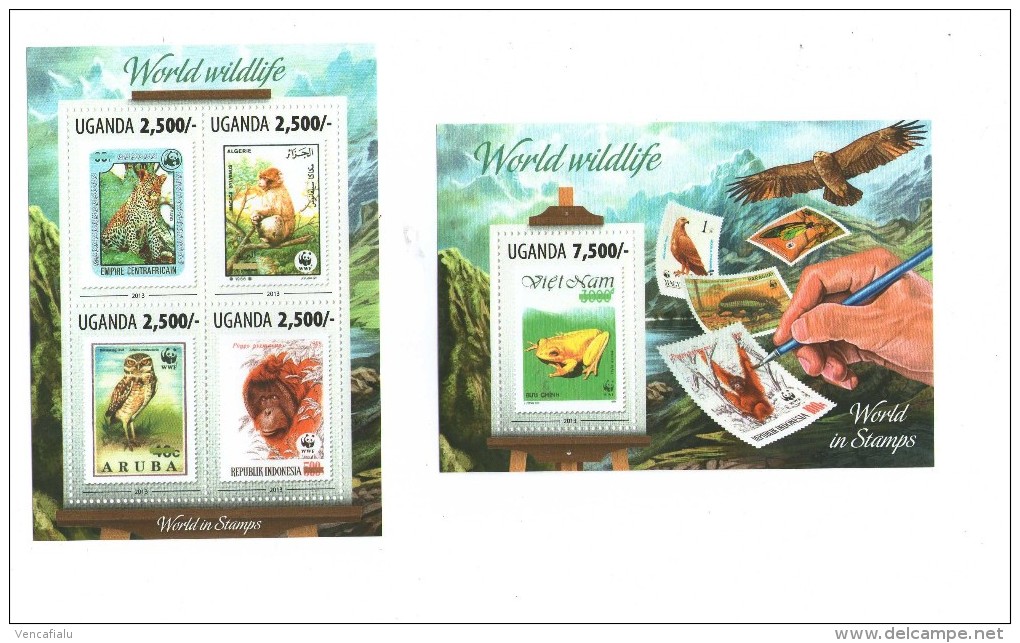 Uganda 2013  - Stamps WWF,  Set With S/S, MNH - Unused Stamps