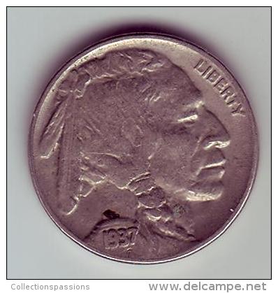 - USA - Etats Unis - Five Cents Buffalo 1937. - 1913-1938: Buffalo