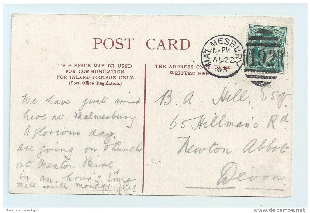 Malmesbury - Duplex 192 On PC Malmesbury Abbey - Postmark Collection