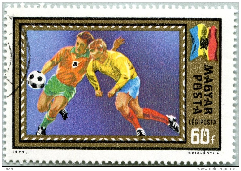 N° Yvert-Tellier 345 - Timbre De Hongrie - Poste Aérienne (1972) - U (Avec Gomme) - Championnat Football - Hongrie - Gebraucht