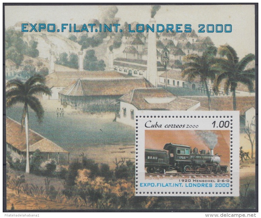 2000.60 CUBA 1999 Ed.4421 FERROCARRIL RAILROAD EXPO LONDRES. LONDON WORLD EXPO.  MNH - Oblitérés