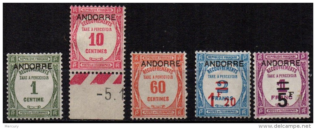 ANDORRE - 5 Valeurs Neuves De La Série De 1931/2 TB Sans Gomme - Unused Stamps
