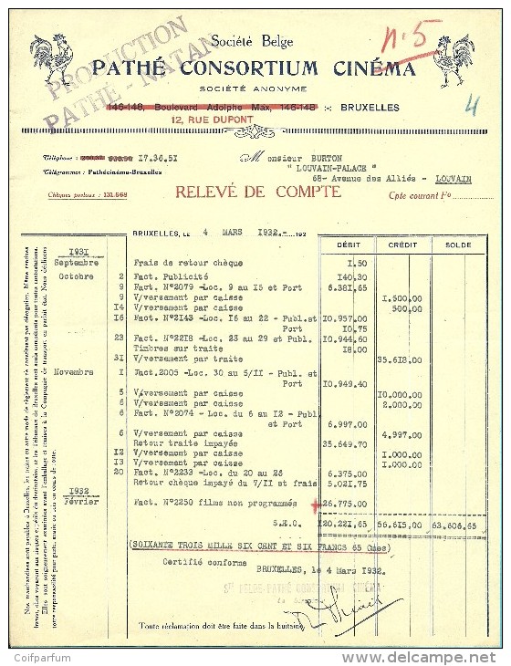 PATHE CONSORTIUM CINEMA (COQ/HAAN) BRUXELLES 1932 (FG117) - 1900 – 1949