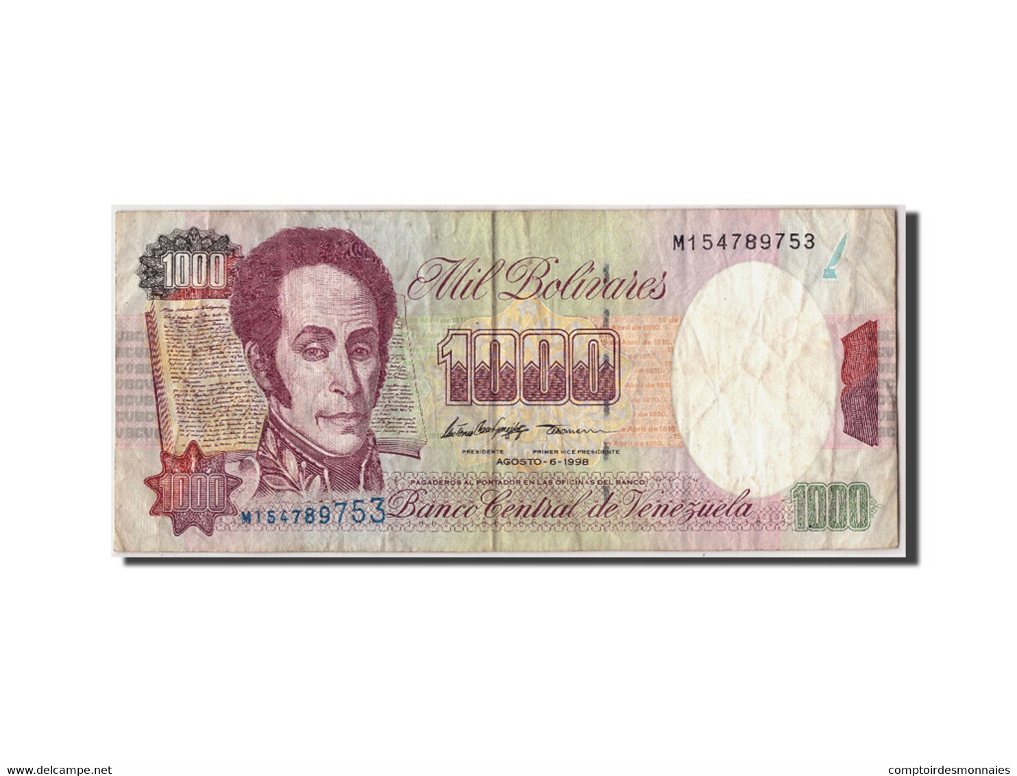 Billet, Venezuela, 1000 Bolivares, 1998, 1998-08-06, KM:76d, B+ - Venezuela